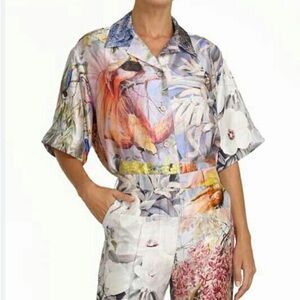 ZIMMERMANN Botanica short sleeve silk blouse